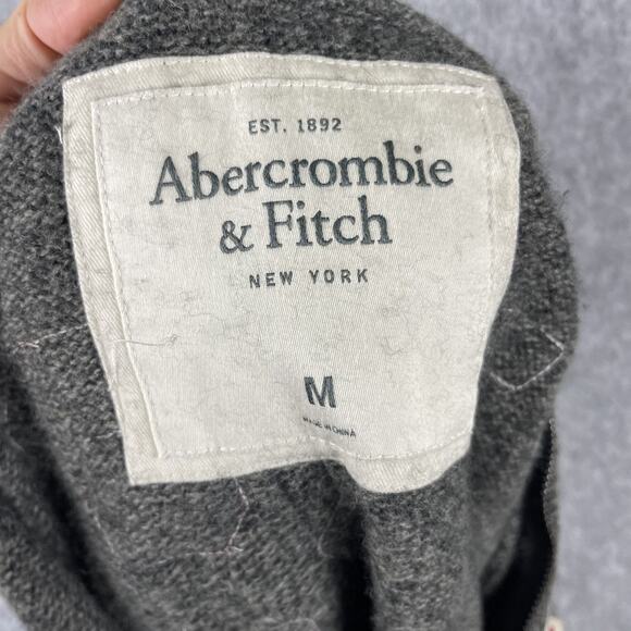 VTG Y2K Abercrombie Fitch Wool Cardigan Sweater Womens Medium Full Zip Varsity - Picture 11 of 13